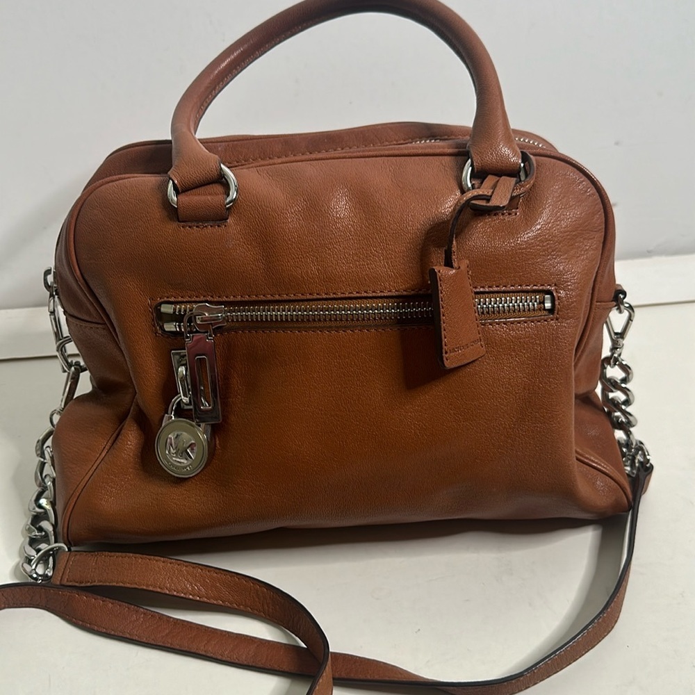 Michael kors brown leather cross body bag size medium